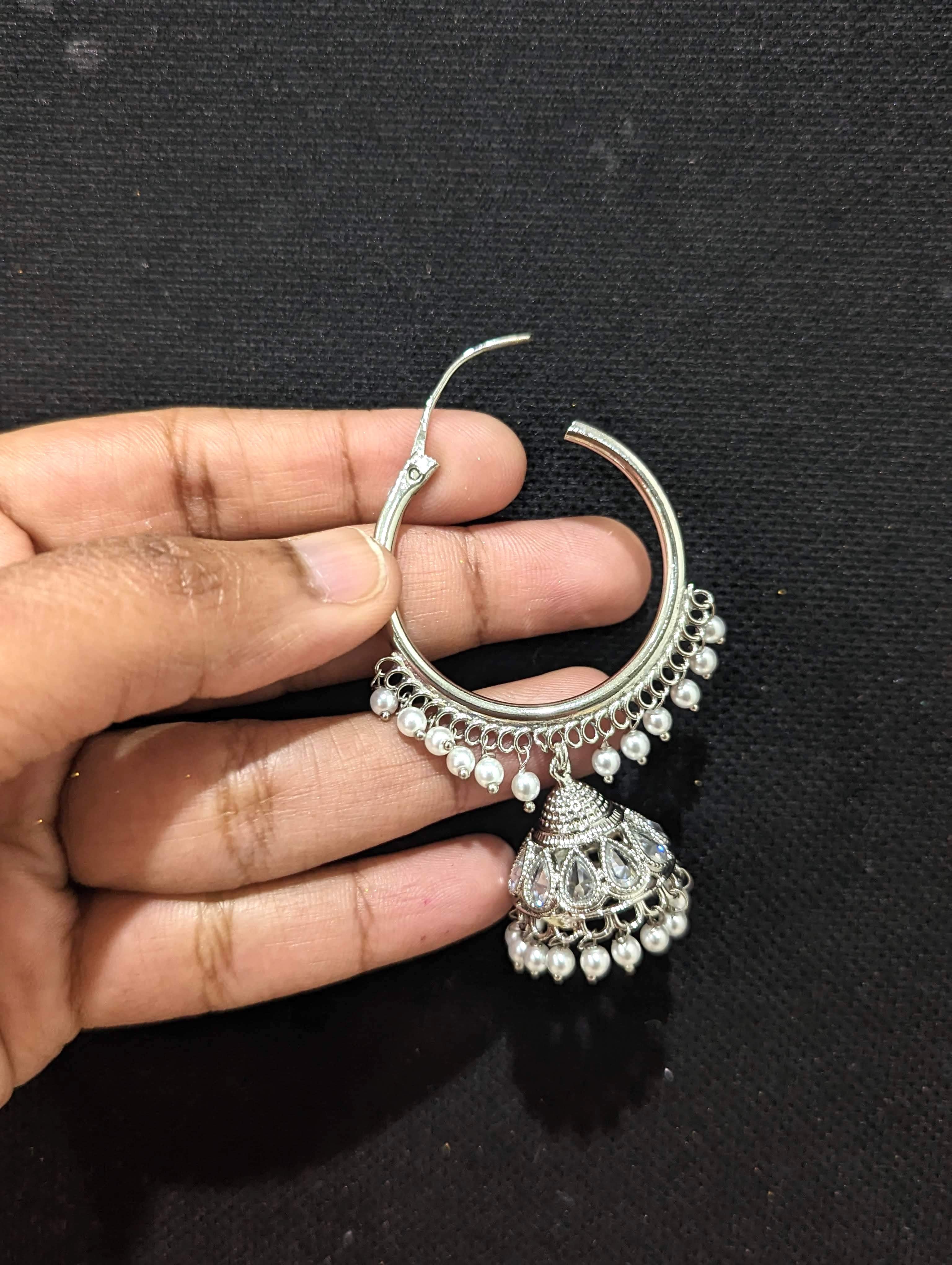 Buy Stunning Silver Jhumka Earring by SANGEETA BOOCHRA at Ogaan Online  Shopping Site